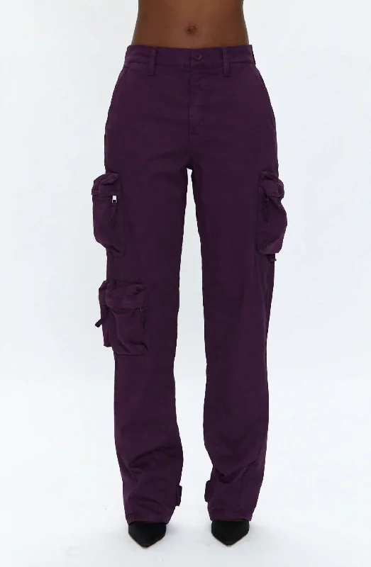 Contemporary Women's Clothing Bobbie Utility Cargo Utility Pant In Washed Aubergine