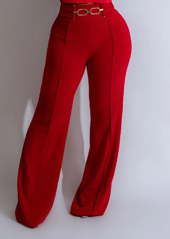 Women's Casual Outfit Crimson Radiance Pants Red