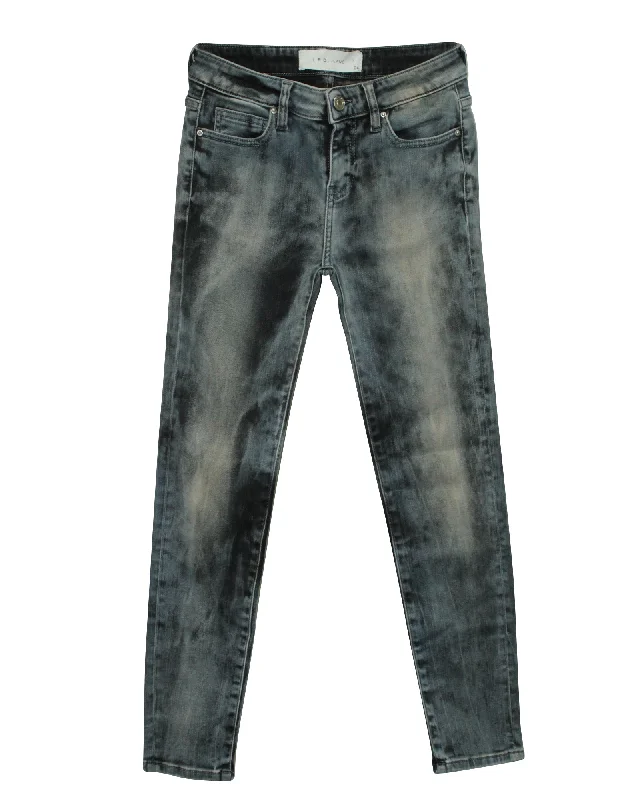 Women Clothes Iro Acid-Washed Jeans in Blue Cotton