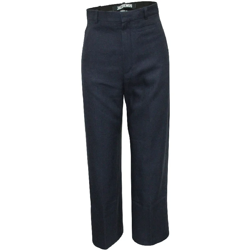 Stylish And Comfortable Clothing For Women Jacquemus High-Waist Straight-Leg Pants in Navy Linen