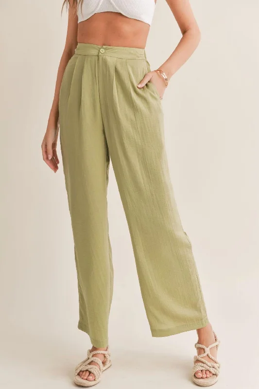 Women's Seasonal Fashion Trends Juicy Pleated Pants In Sage Mint