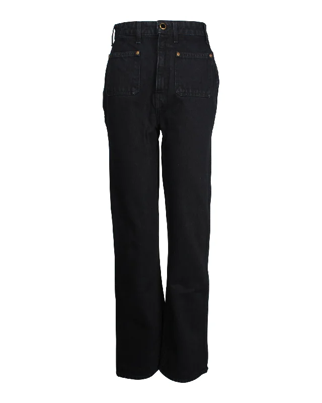 Women's Active Clothing Khaite Isabella Rigid Straight Leg Jeans in Black Cotton