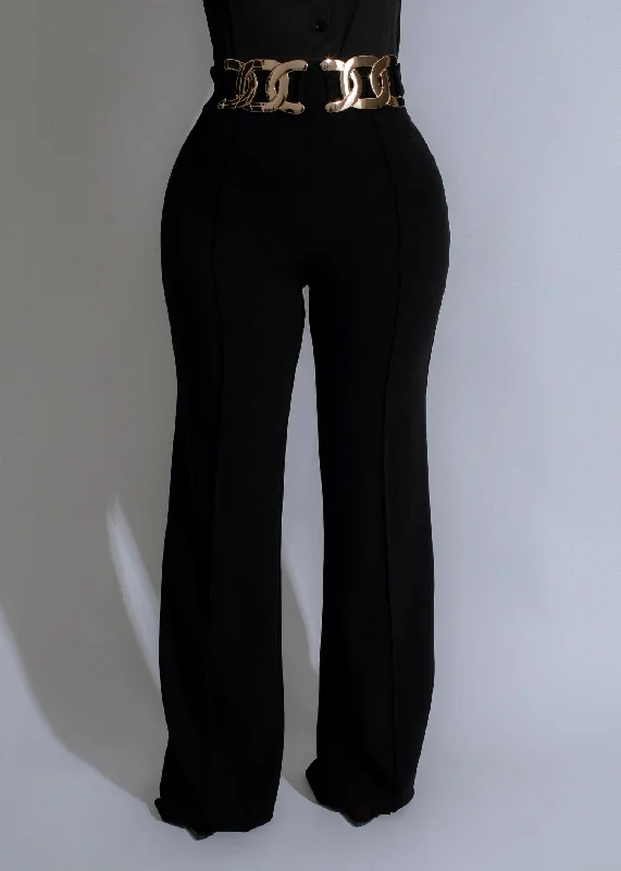 Women's Comfortable Lounge Outfit Luxe Link Pants Black