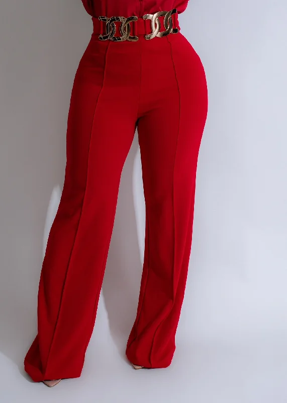 Women's Layered Outfit Luxe Link Pants Red