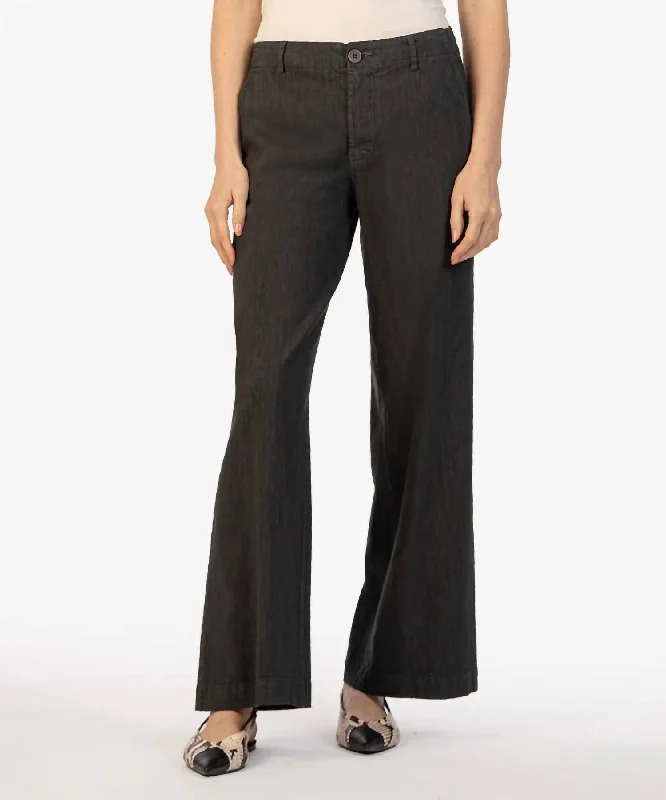 Workwear Fashion for Women Meg Linen Wide Leg Pants In Charcoal