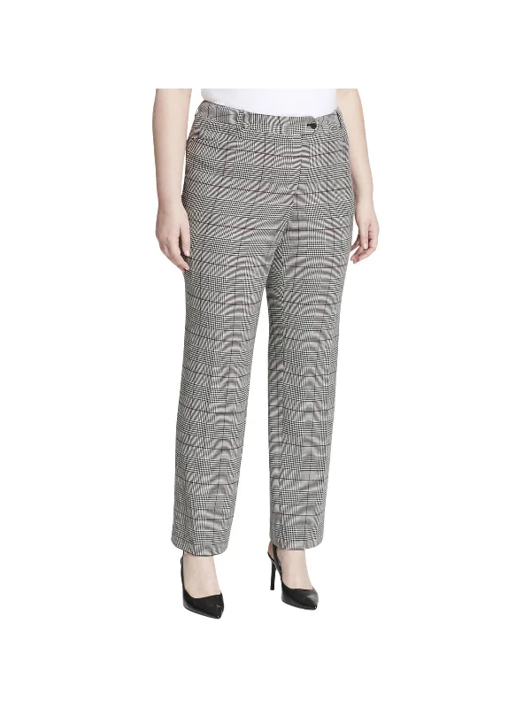 Women's Luxury Garments Plus Womens Plaid Modern Fit Straight Leg Pants