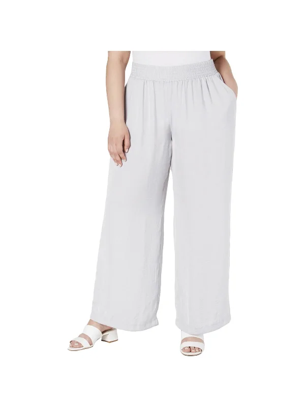 Unique Women's Fashion Pieces Plus Womens Satin Pull On Wide Leg Pants