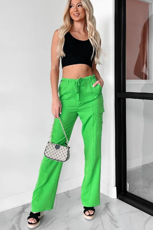 Trendy Women's Fashion With Stylish Ease High Waist Cargo Pants (Green)