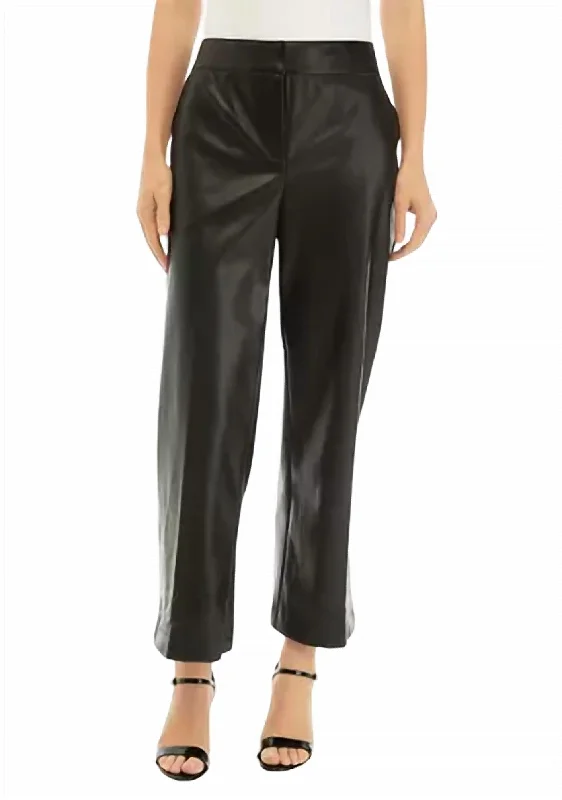 Sales For Clothes Women's Faux Leather Wide Leg Pants In Black