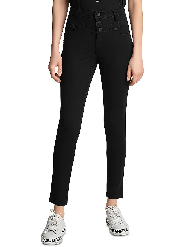 Women's Trendy Attire Womens Mid-Rise Yoke Skinny Pants